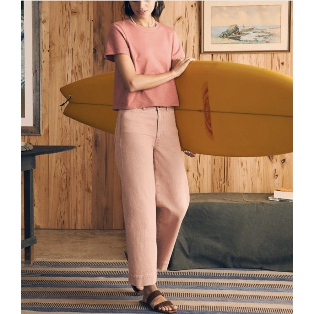 Faherty Harbor Crop Jean - Clay Pink Wash Size 25